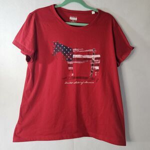5 Star Red American Flag T Shirt Sz XL NWT Donkey United States Patriot